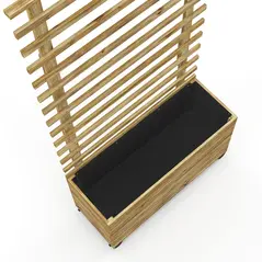 Outsunny Wooden Raised Planter, with Back Trellis - Natural Finish - 9