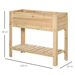 Outsunny Wooden Raised Plant Stand Outdoor Flower Bed Box with Clapboard 100 x 40 x 84cm - 3