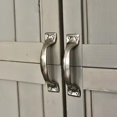 Outsunny Wooden Garden Shed with Two Windows, Tool Storage Cabinet, Outdoor Double Door Organizer 127.5L x 50W x 164H cm, Grey - 8