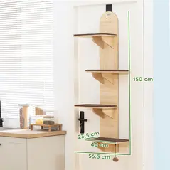 PawHut 4-Level Door Mounted Cat Tree with Washable Plush Mats, Toy Balls, Door Hanging Cat Shelf for Indoor Cats - 3