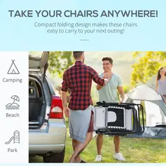 Outsunny Zero Gravity Lounger Chair Set of 2, Folding Reclining Patio Chair with Padded Seat, Cup Holder, Soft Cushion and Headrest for Poolside, Camping, Grey - 5