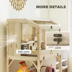 PawHut 2 Tier Wooden Hamster Cage with Shelf and Openable Top - 8