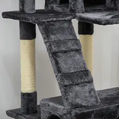 PawHut 173cm Cat Tree Scratching House, Activity Play Centre, Charcoal Grey - 8