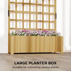 Outsunny Wooden Raised Planter with Trellis, Raised Bed for Garden with Lattice and Drainage Holes for Climbing Plants - 5