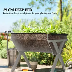 Outsunny Wooden Raised Garden Bed with Bed Liner, Elevated Planter Box with Legs, Light Grey - 5