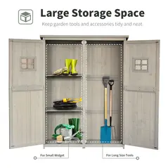Outsunny Wooden Garden Shed with Two Windows, Tool Storage Cabinet, Outdoor Double Door Organizer 127.5L x 50W x 164H cm, Grey - 5