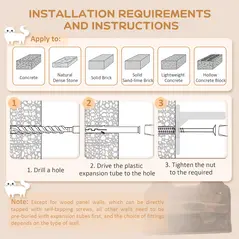 PawHut 4PCs Wall-Mounted Cat Shelves w/ Scratching Post, Hammock, Nest - Brown - 7