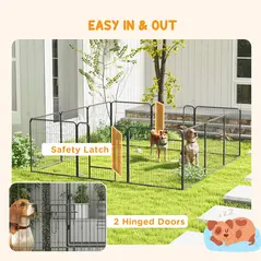 PawHut 12 Panels Heavy Duty Puppy Playpen, for Small Dogs, Indoor and Outdoor Use - Silver - 5
