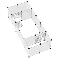 PawHut 18-Panel Small Animal Cage, Pet Playpen, for Guinea Pigs, Hedgehogs - White - 8