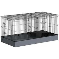 PawHut 2 in 1 Guinea Pig Cage, Rabbit Cage Pet Playpen with 2 Separate Area, Waterproof Oxford Fabric Floor for Hedgehogs - 1