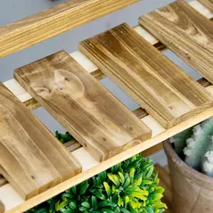 Outsunny Wooden Folding Flower Pot Stand 3 Tier Garden Planter Display Ladder Gardener Storage Shelves Rack Herb Holder (100L x 37W x 93H cm) - 9