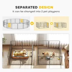 PawHut 16 Panels Heavy Duty Puppy Playpen, for Small and Medium Dogs, Indoor and Outdoor Use - Grey - 9