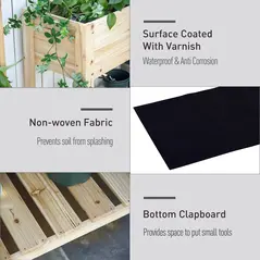 Outsunny Wooden Raised Plant Stand Outdoor Flower Bed Box with Clapboard 100 x 40 x 84cm - 5