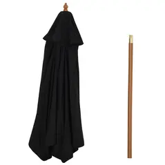 Outsunny Wooden Garden Umbrella Sun Shade with Top Vents, Bamboo Ribs and Sturdy Wood Pole, Black - 9