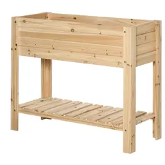 Outsunny Wooden Raised Plant Stand Outdoor Flower Bed Box with Clapboard 100 x 40 x 84cm - 1
