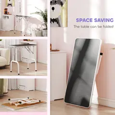 PawHut 32" Foldable Dog Grooming Table Pet Drying Beauty Table Adjustable Fixed Arm Rubber Top, Black - 5