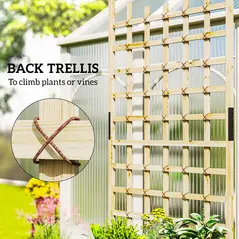 Outsunny Wooden Trellis Planter, Raised Garden Bed with Wheels, to Climb and Grow Vegetables, Herbs and Flowers, Natural - 4