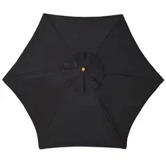 Outsunny Wooden Garden Umbrella Sun Shade with Top Vents, Bamboo Ribs and Sturdy Wood Pole, Black - 7