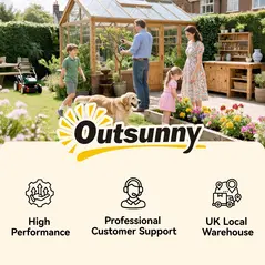 Outsunny Wooden Planter, with Metal Trellis - Brown/Black - 9