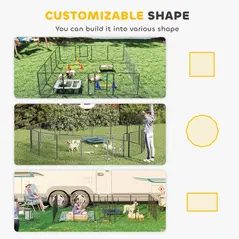 PawHut 16 Panels Heavy Duty Puppy Playpen, for Small and Medium Dogs, Indoor and Outdoor Use - Grey - 4