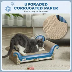 PawHut 2-in-1 Cat Scratching Board with Catnip for Indoor Cats, 26.5 x 57 x 26.5cm, Blue - 5