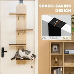 PawHut 4-Level Door Mounted Cat Tree with Washable Plush Mats, Toy Balls, Door Hanging Cat Shelf for Indoor Cats - 4