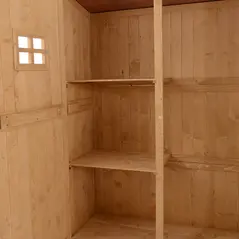 Outsunny Wooden Garden Shed with Two Windows, Tool Storage Cabinet, Outdoor Double Door Organizer 127.5L x 50W x 164H cm, Natural - 9