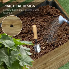 Outsunny Wooden Raised Planter, with Back Trellis - Natural Finish - 7