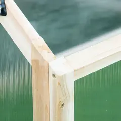 Outsunny Wooden Cold Frame Garden Polycarbonate Greenhouse with Openable Top Cover, Grow House for Flowers, Vegetables, Plants, 90 x 52 x 50cm, Natural - 7