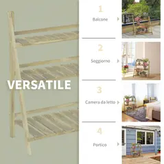 Outsunny Wooden Folding Flower Pot Stand 3 Tier Garden Planter Display Ladder Gardener Storage Shelves Rack Herb Holder (100L x 37W x 93H cm) - 7