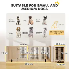 PawHut 4 Panel Freestanding Pet Gate, Indoor Dog Barrier with Lockable Door, Support Feet, 360° Flexible Hinges, Oak - 3