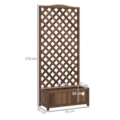 Outsunny Wooden Planter with Trellis, Freestanding Raised Bed for Garden with Lattice, Outdoor Planter Box for Climbing Plants, Vines, Flowers, 76 x 36 x 170 cm, Dark Brown - 3