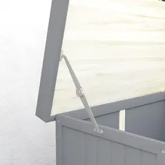 Outsunny Wooden Garden Shed, Garden Tool Storage Shed with Hinged Roof and Shelf, Outdoor Storage Cabinet with Double Doors, Grey - 8