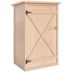 Outsunny Wooden Small Shed, Garden Storage Shed with Shelves and Bolt Latch, 75L x 56W x115H cm, Natural - 1