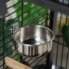 PawHut 156cm Bird Cage,Large Parrot Cage with Open Play Top, Perch, Seed Guard, Wheels, Storage Shelf, Dark Grey - 9