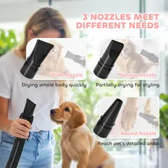 PawHut 2200W Dog Hair Dryer with Adjustable Temperature & Velocity, 3 Different Nozzles, Pink - 6