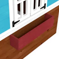 Outsunny Wooden Playhouse with Doors, Windows, Plant Pots, Boxes, for 3-8 Years - Dark Brown - 9