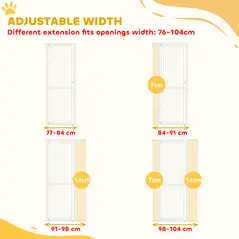 PawHut 180cm Extra Tall Pet Gate with 3.5 cm Narrow Gap, Pressure Mounted No Drilling Cat Gate for Doorways, 76-104cm Width - 6
