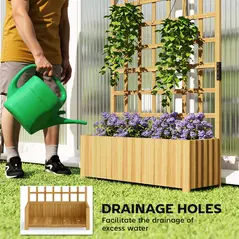 Outsunny Wooden Raised Planter with Trellis, Raised Bed for Garden with Lattice and Drainage Holes for Climbing Plants - 6