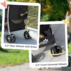 PawHut 3 In 1 Detachable Pet Stroller, for Extra Small and Small Dogs - Black - 7