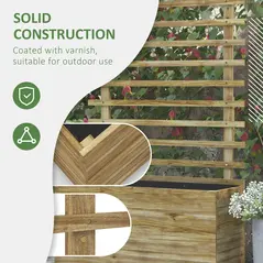 Outsunny Wooden Raised Planter, with Back Trellis - Natural Finish - 6