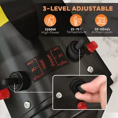 PawHut 2200W Dog Hair Dryer with Adjustable Temperature & Velocity, 3 Different Nozzles, Black - 4