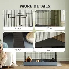 PawHut 2 in 1 Guinea Pig Cage, Rabbit Cage Pet Playpen with 2 Separate Area, Waterproof Oxford Fabric Floor for Hedgehogs - 7