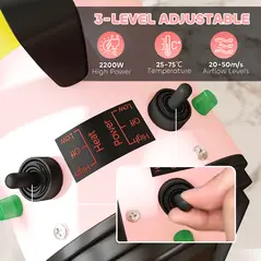 PawHut 2200W Dog Hair Dryer with Adjustable Temperature & Velocity, 3 Different Nozzles, Pink - 4