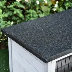 PawHut 2-Tier Wooden Rabbit Hutch Guinea Pig House Bunny Cage Backyard w/ Openable Roof Small Animal House for Outdoor Grey, 108 x 45 x 78 cm - 9