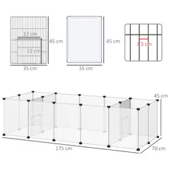 PawHut 18-Panel Small Animal Cage, Pet Playpen, for Guinea Pigs, Hedgehogs - White - 3
