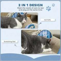 PawHut 2-in-1 Cat Scratching Board with Catnip for Indoor Cats, 26.5 x 57 x 26.5cm, Blue - 4
