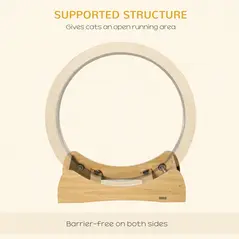 PawHut 30" Wooden Cat Running Wheel with Brake, Natural Wood Finish - 5