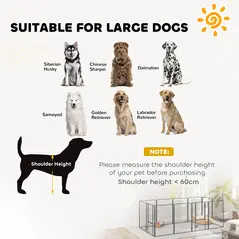 PawHut 12-Panel Solid Dog Playpen with Doors, for Large Dogs, 100cm Tall, Black - 7
