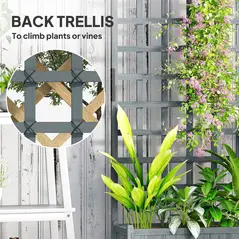 Outsunny Wooden Trellis Planter, Raised Garden Bed with Wheels, to Climb and Grow Vegetables, Herbs and Flowers, Grey - 4